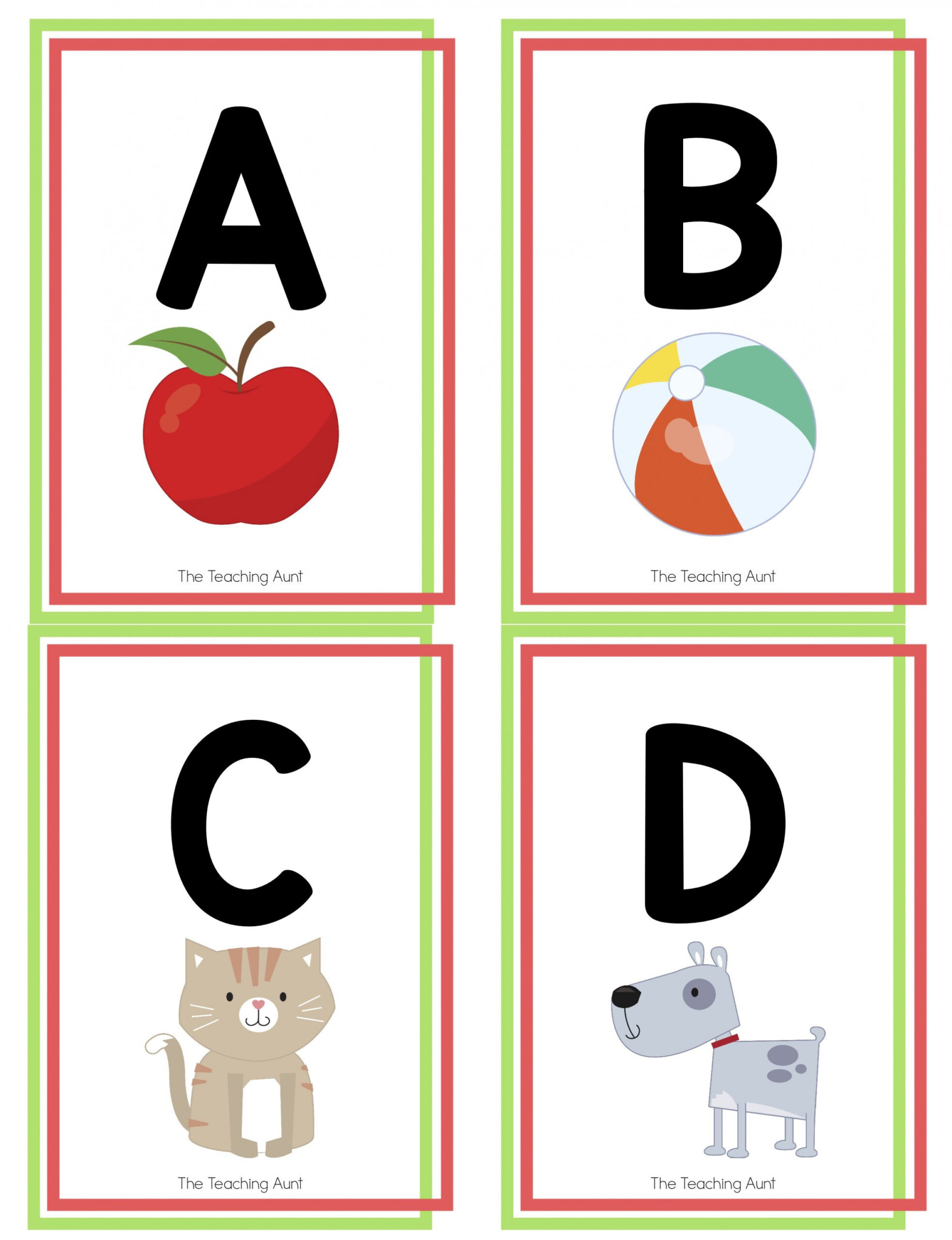 Alphabet Flashcards Free Printable - The Teaching Aunt  Alphabet