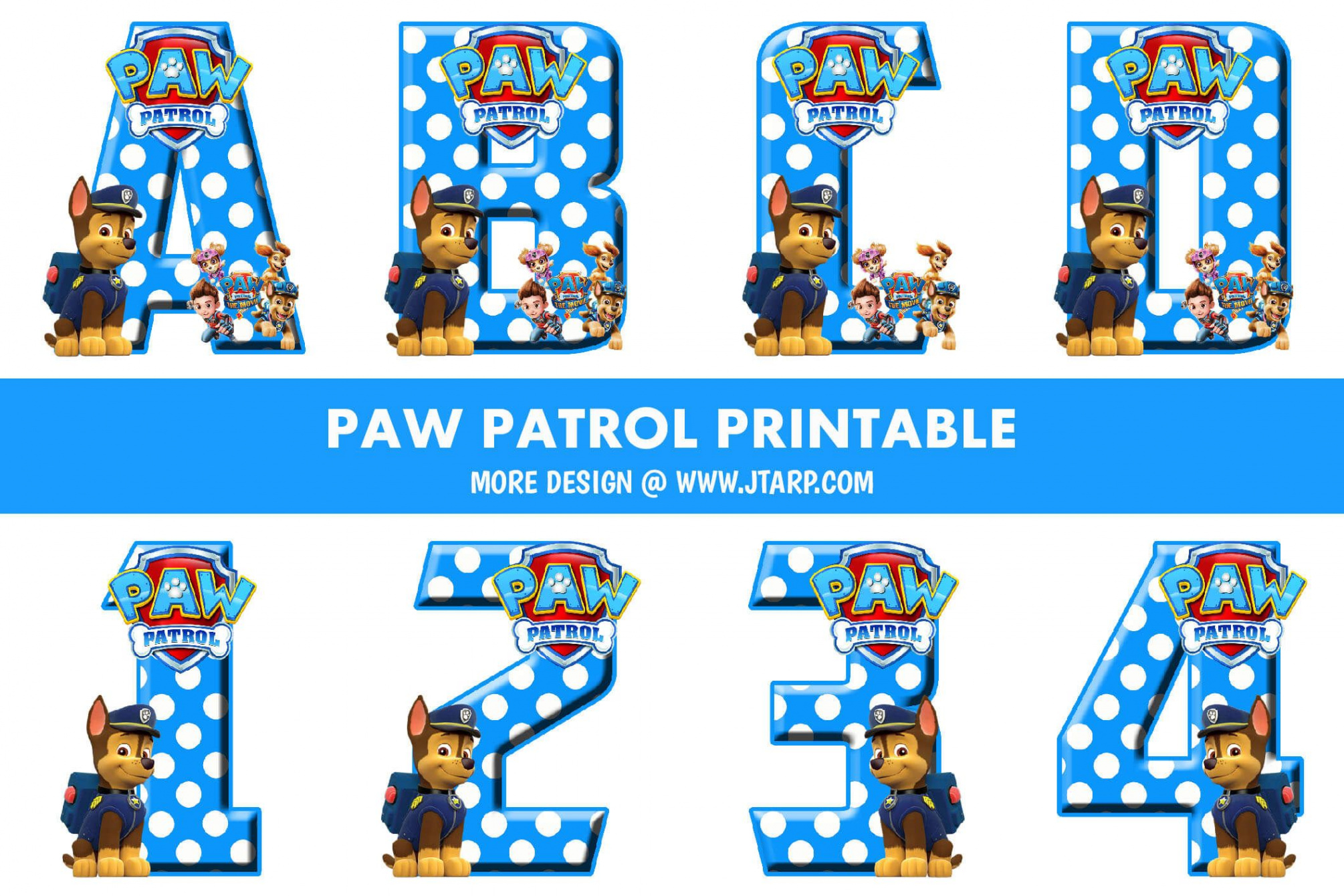 Alphabet Paw Patrol Letters and Numbers Free Printable - JTarp