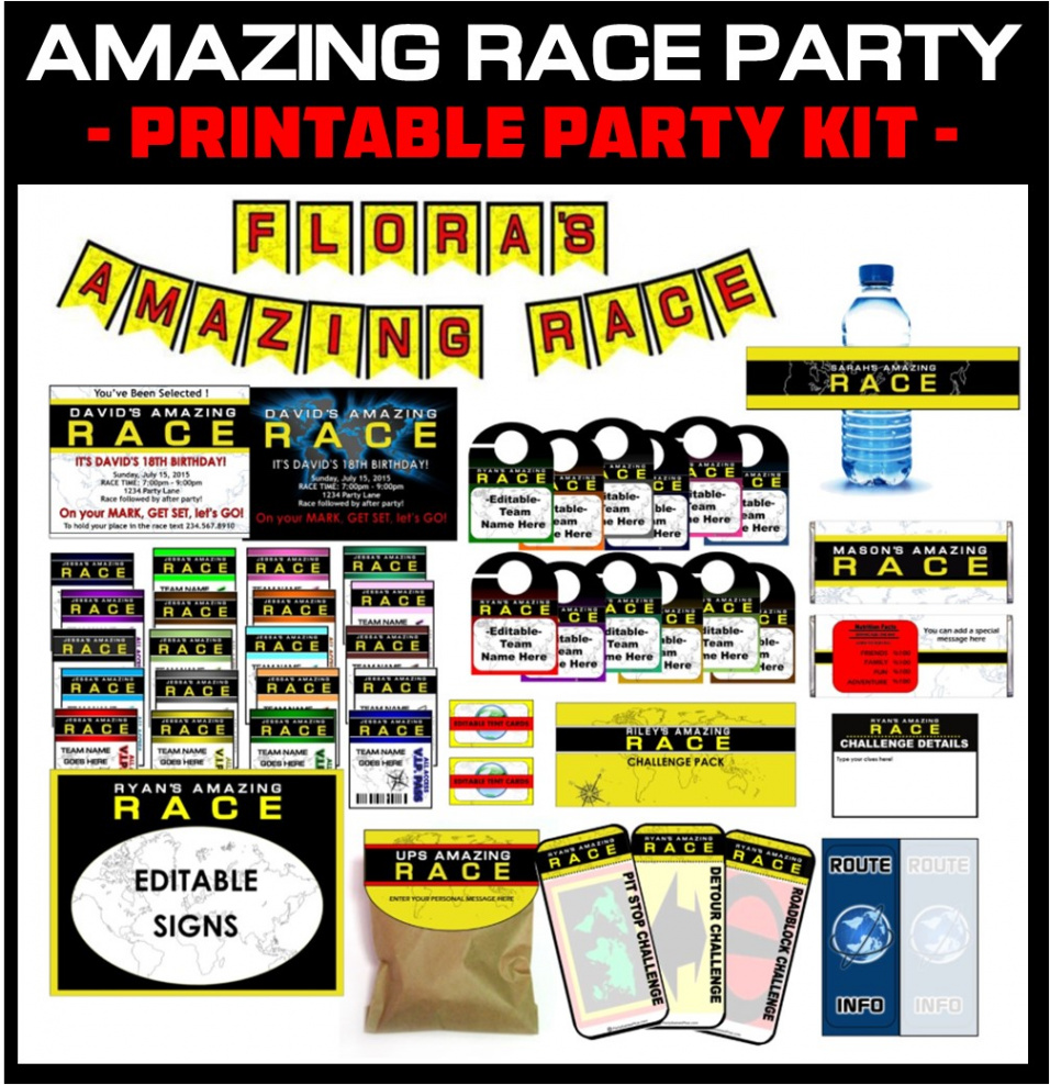 Amazing Race party supplies and invitations!