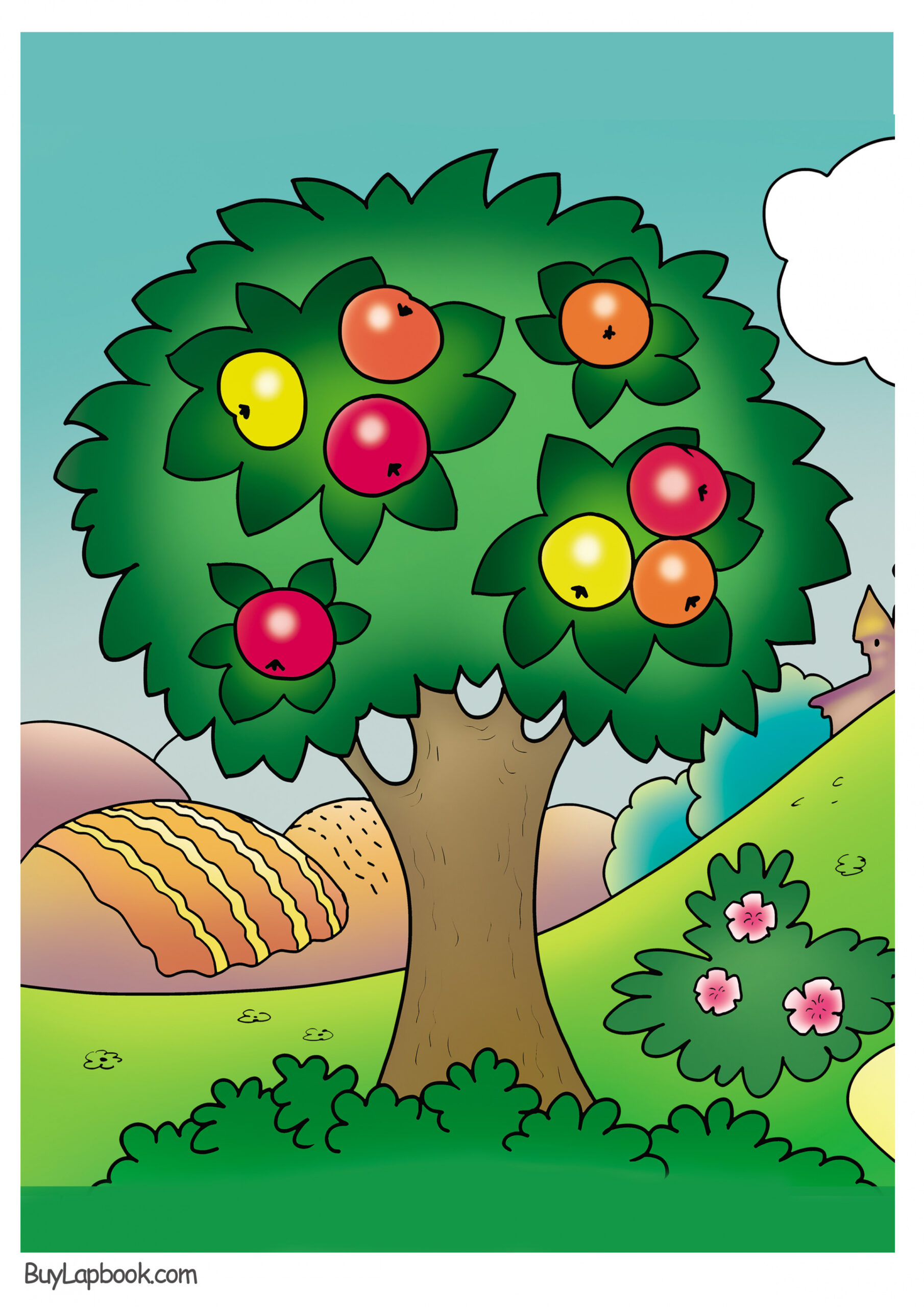 Apple Tree Coloring Page Free Printable  BuyLapbook