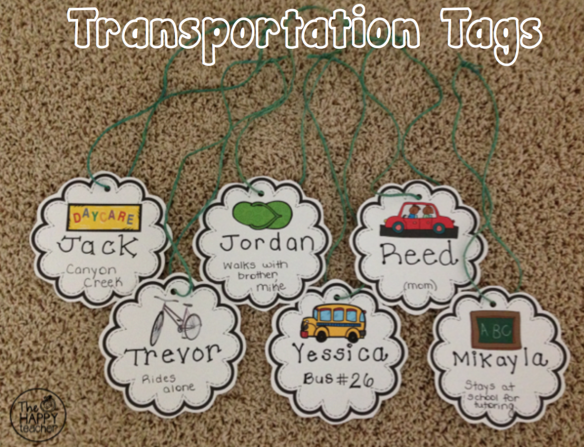 Back to School: Transportation Tags  TheHappyTeacher