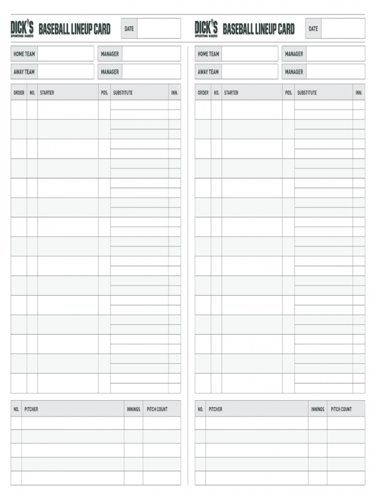 Baseball Lineup Card Template  DocHub