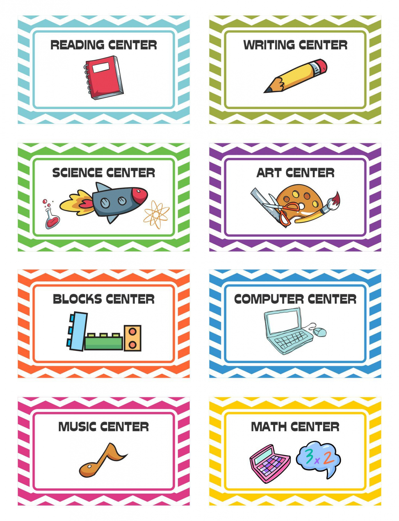 Best Printable Preschool Center Labels  Preschool center signs