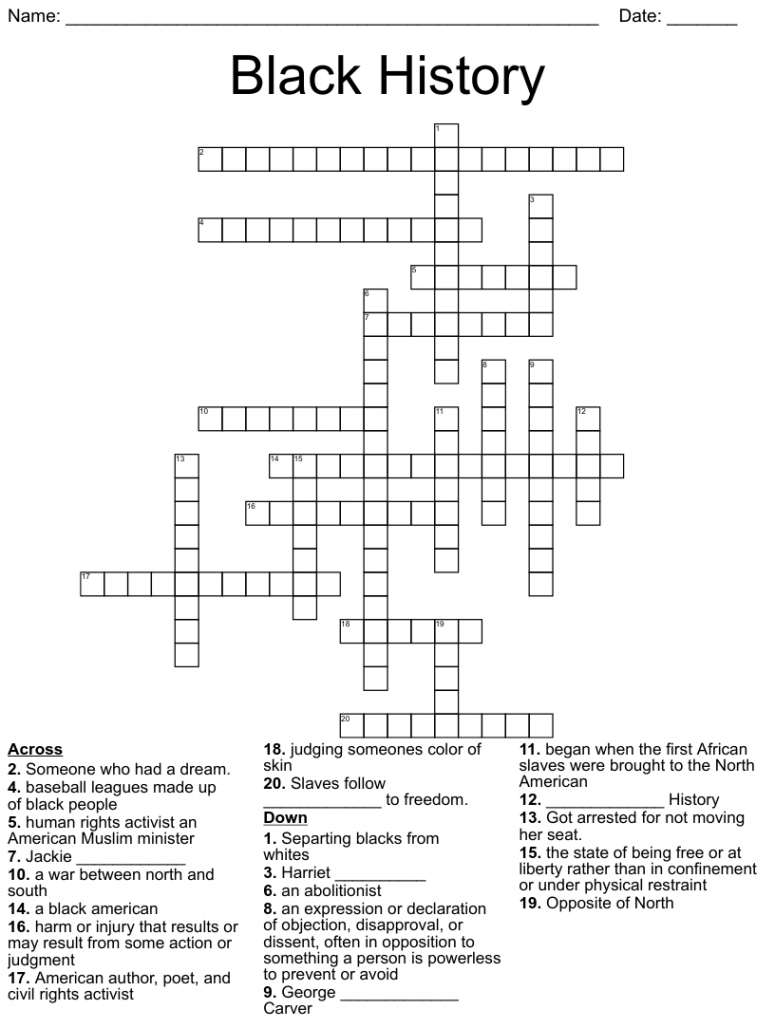 Black History Crossword - WordMint