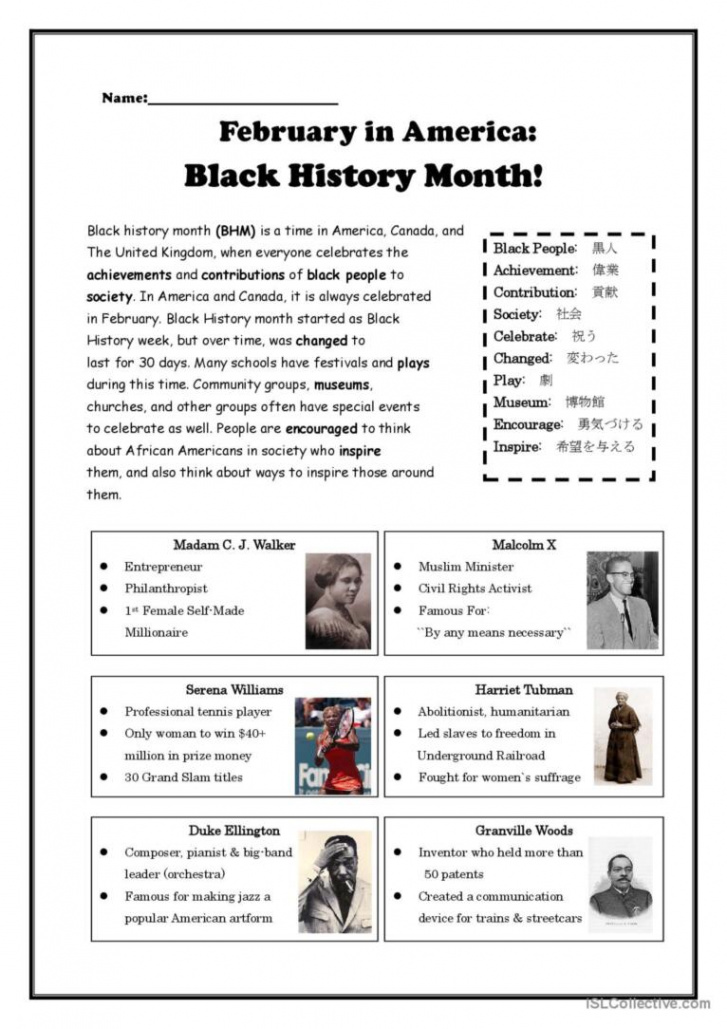 Black History Month!: English ESL worksheets pdf & doc