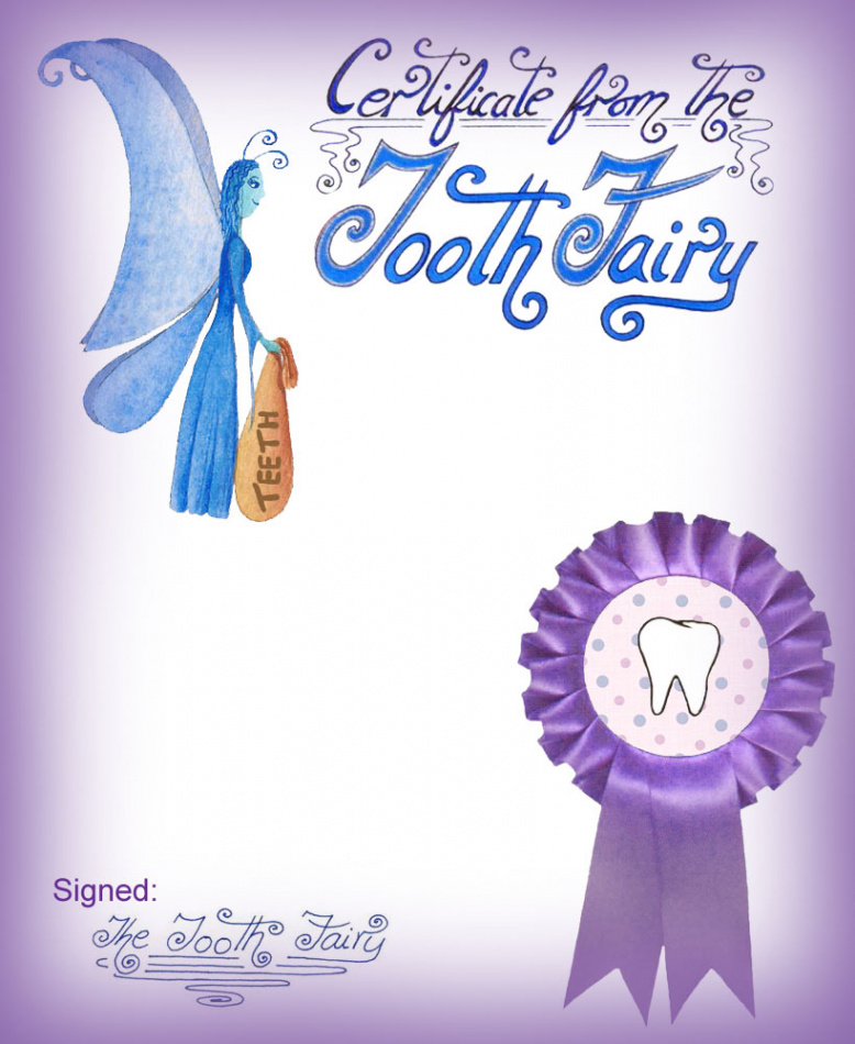 Blank Purple Tooth Fairy Certificate  Rooftop Post Printables