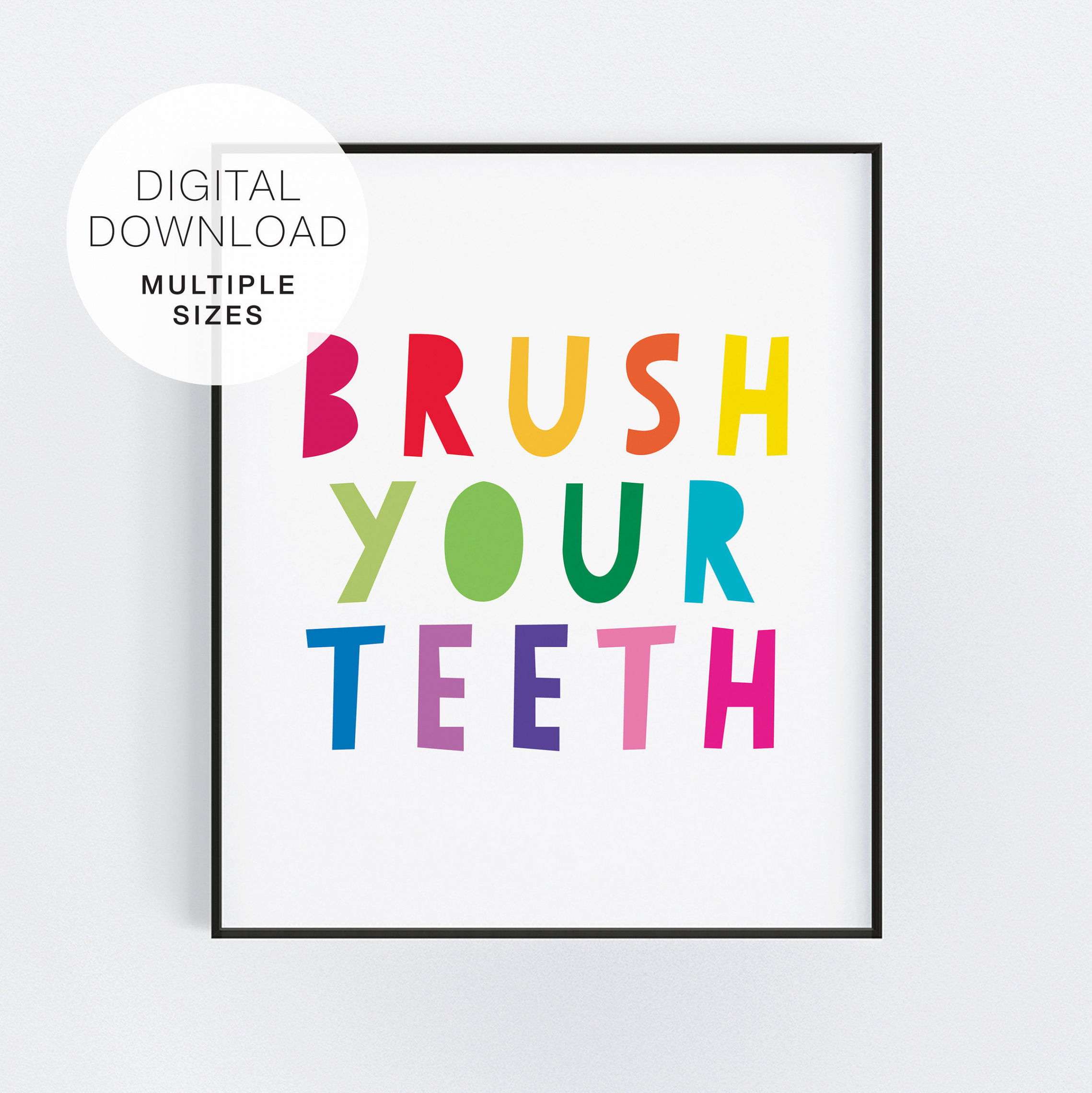 Brush Your Teeth Printable Sign Brush Teeth Bathroom Art - Etsy UK