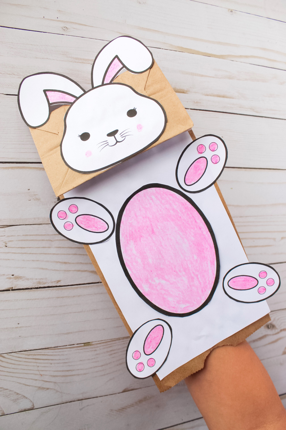 Bunny Paper Bag Puppet with Free Printable Bunny Template