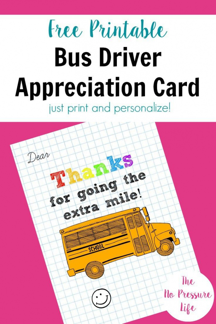 Bus Driver Appreciation Card: Free Printable!  Bus driver