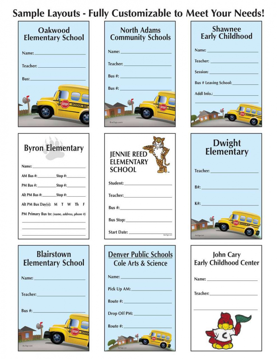 Bus Tag / Student ID Tags Custom Layout