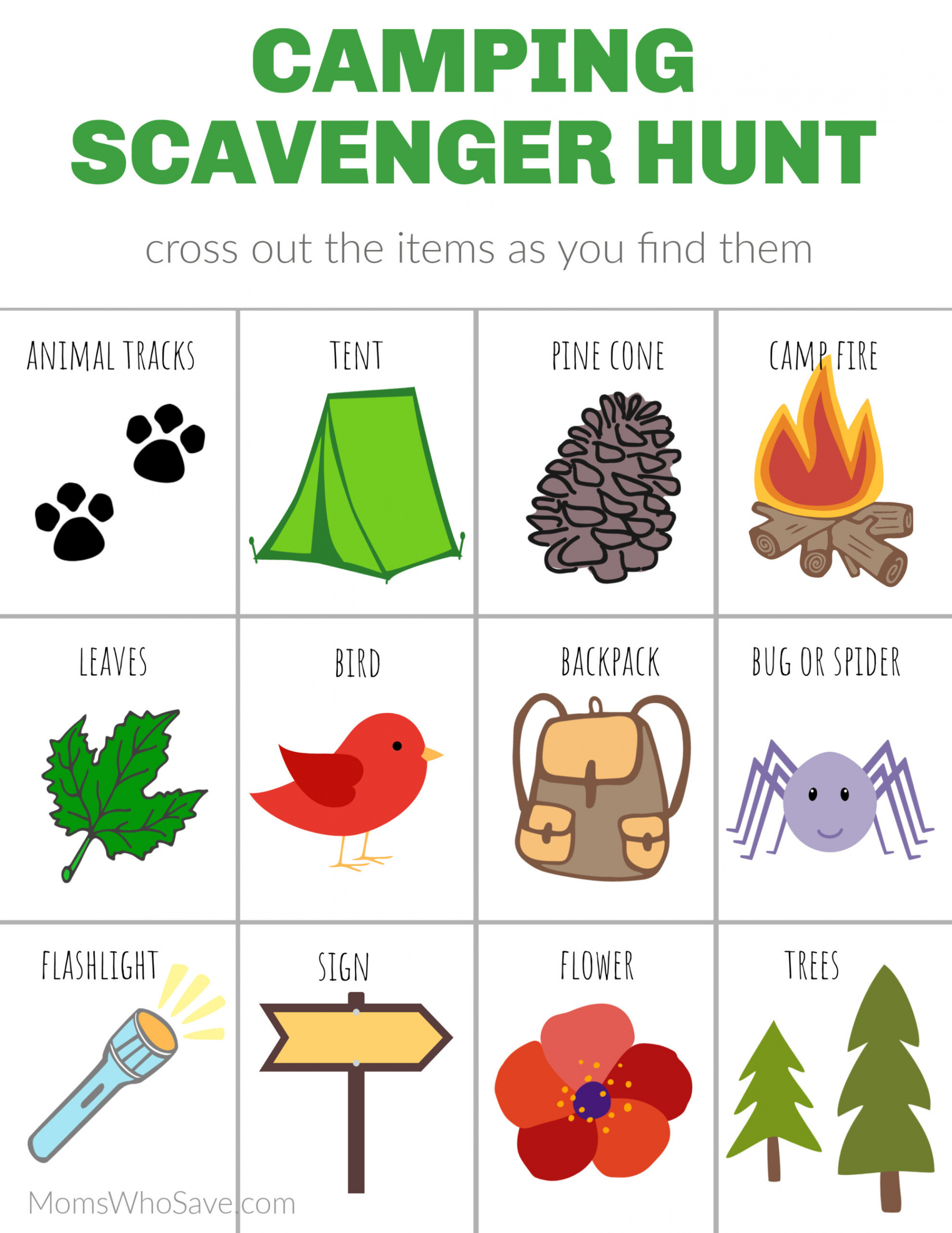 Camping Scavenger Hunt (Free Printable)  MomsWhoSave