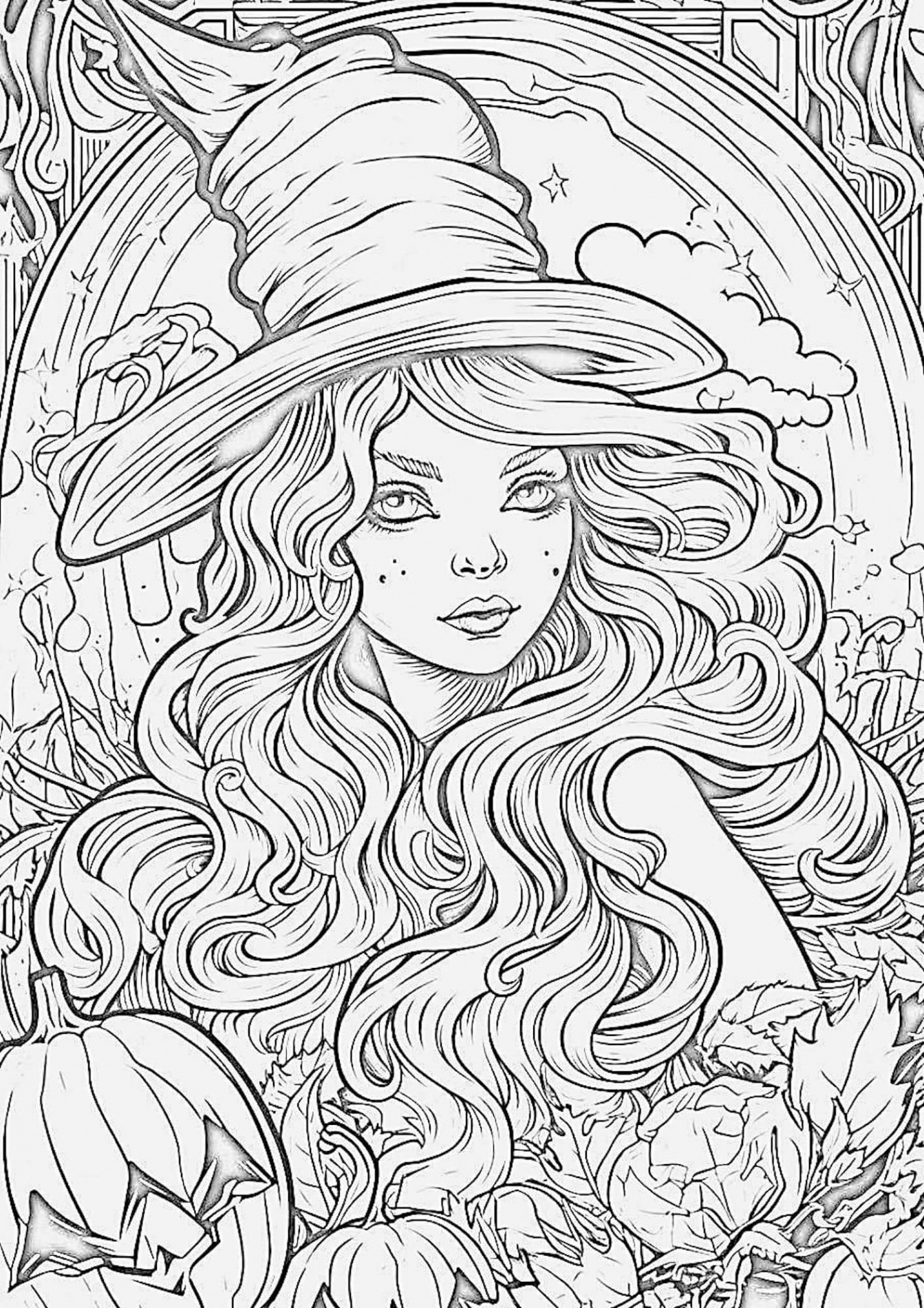 Captivating Witch Coloring Pages For Kids and Adults