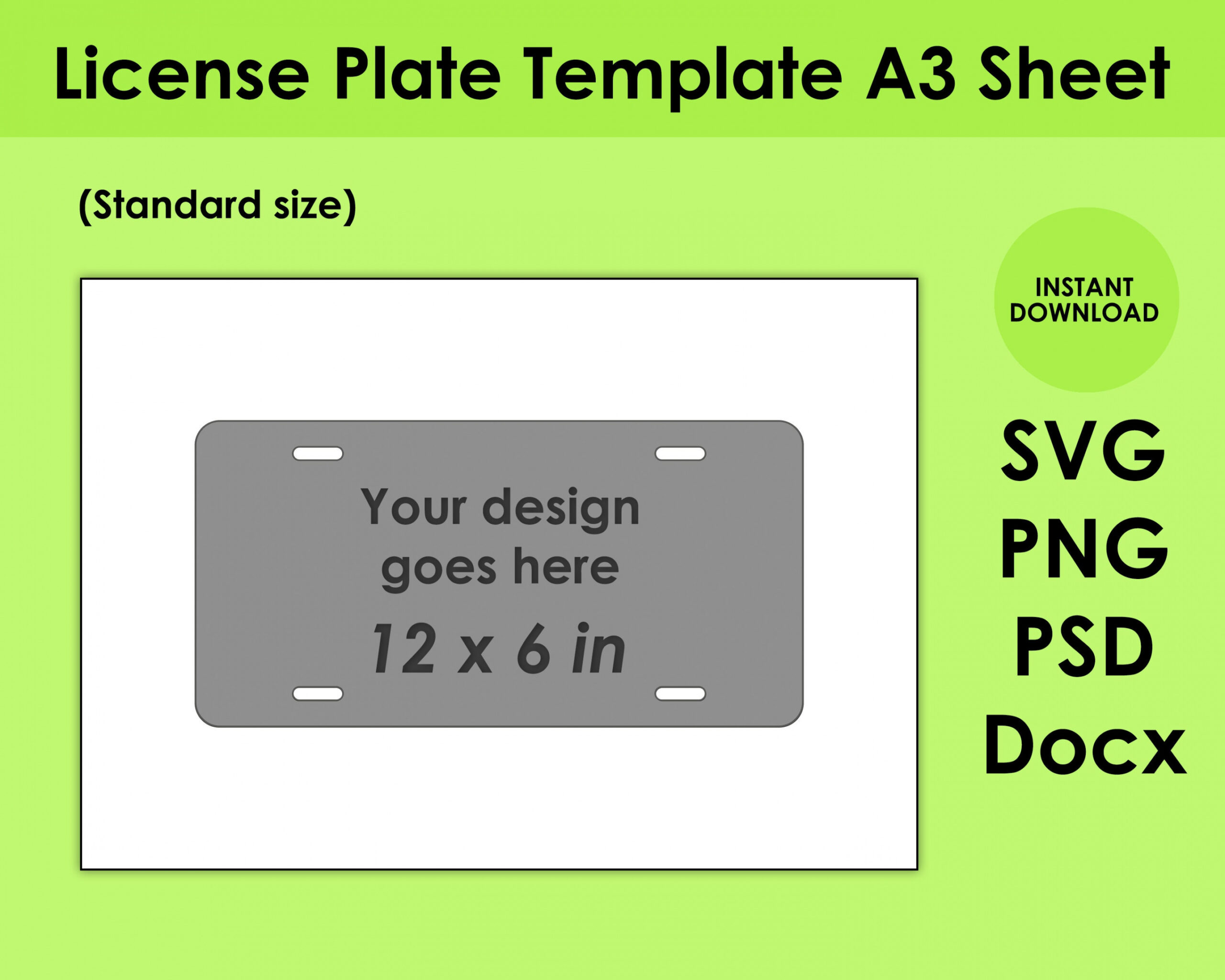 Car License Plate Template for Sublimation SVG PNG PSD and Docx - Etsy