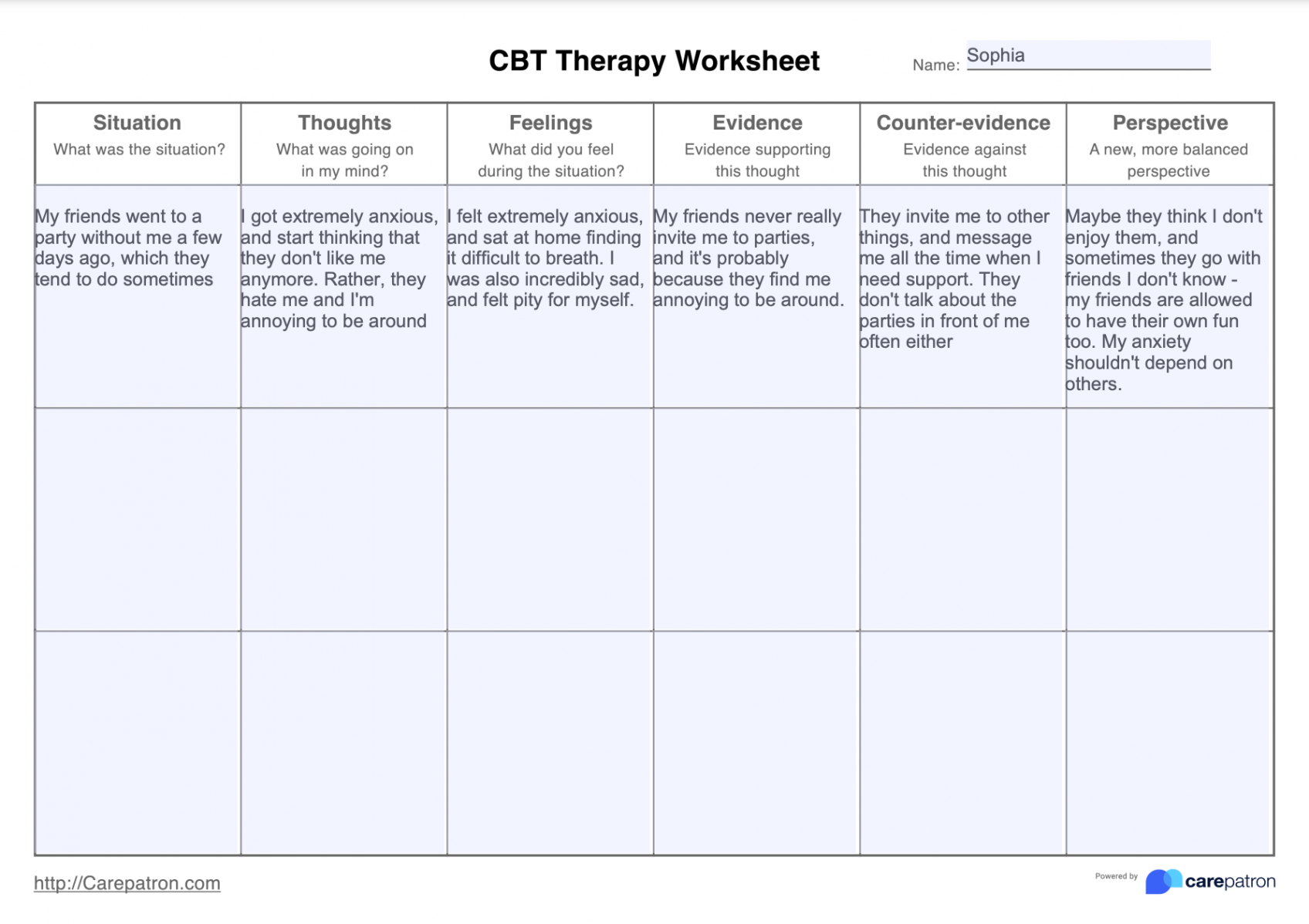 CBT Therapy Worksheet & Example  Free PDF Download