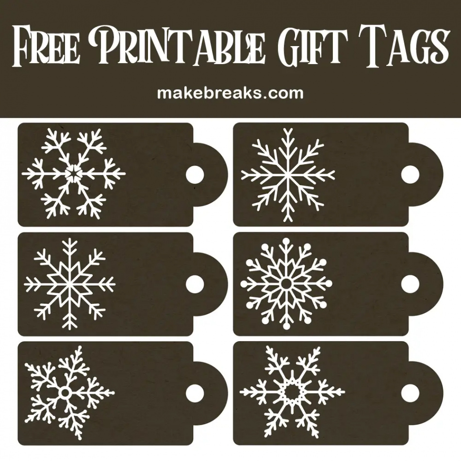 Chocolate Brown Snowflake Free Printable Gift Tags - Make Breaks