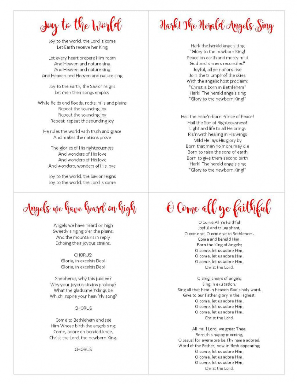 CHRIST-CENTERED CHRISTMAS CAROLS: FREE PRINTABLE