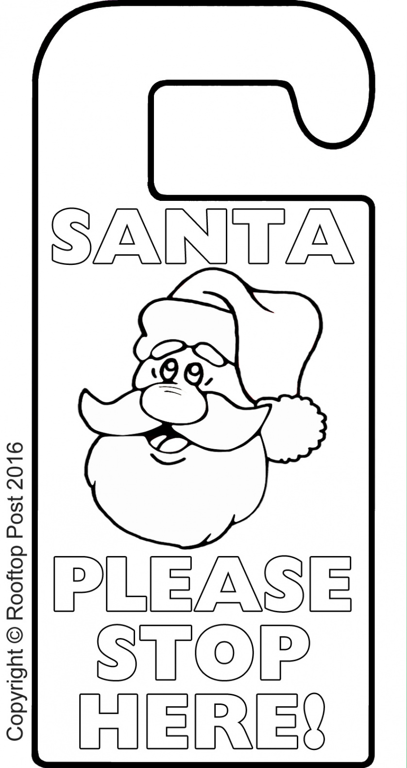 Christmas eve Door Hanger to Colour In  Rooftop Post Printables