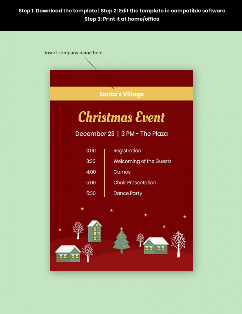 Christmas Event Program Template - Download in Word, PSD