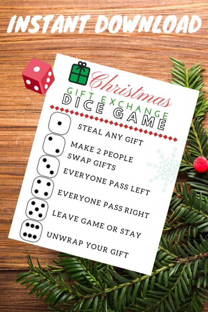 Christmas Gift Exchange Dice Game Printable PDF  Christmas gift