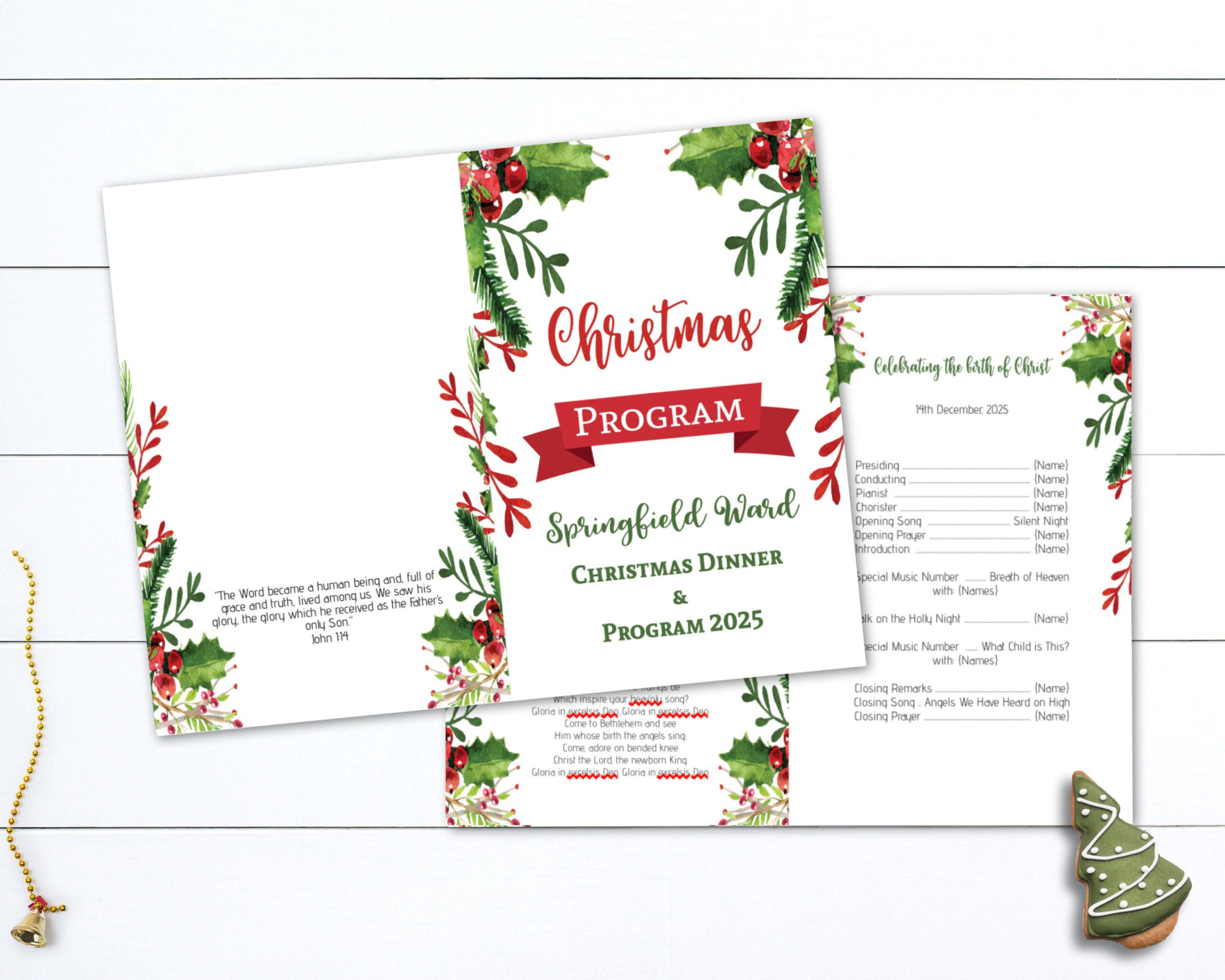 Christmas Program Template Editable Christmas Dinner Program