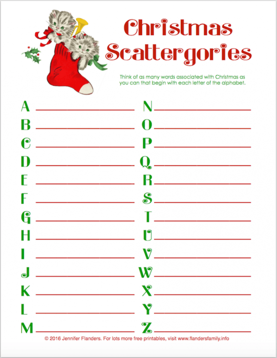 Christmas Scattergories Game (Free Printable) - Flanders Family