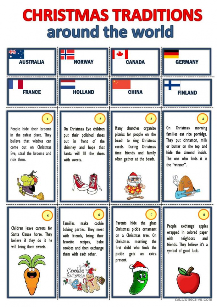 Christmas traditions around the worl: English ESL worksheets pdf