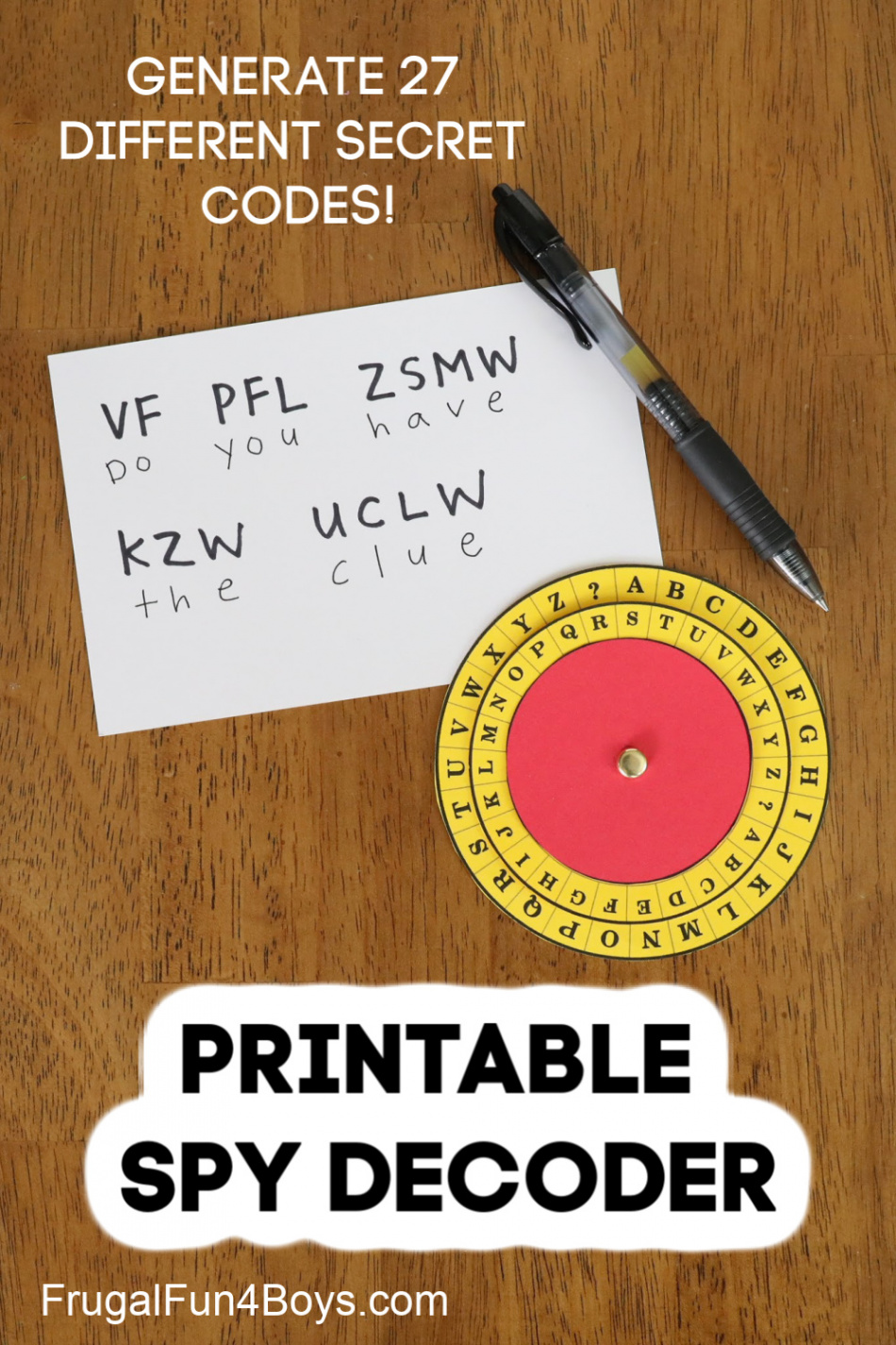 Code Activity for Kids: Printable Spy Decoder Wheel - Frugal Fun