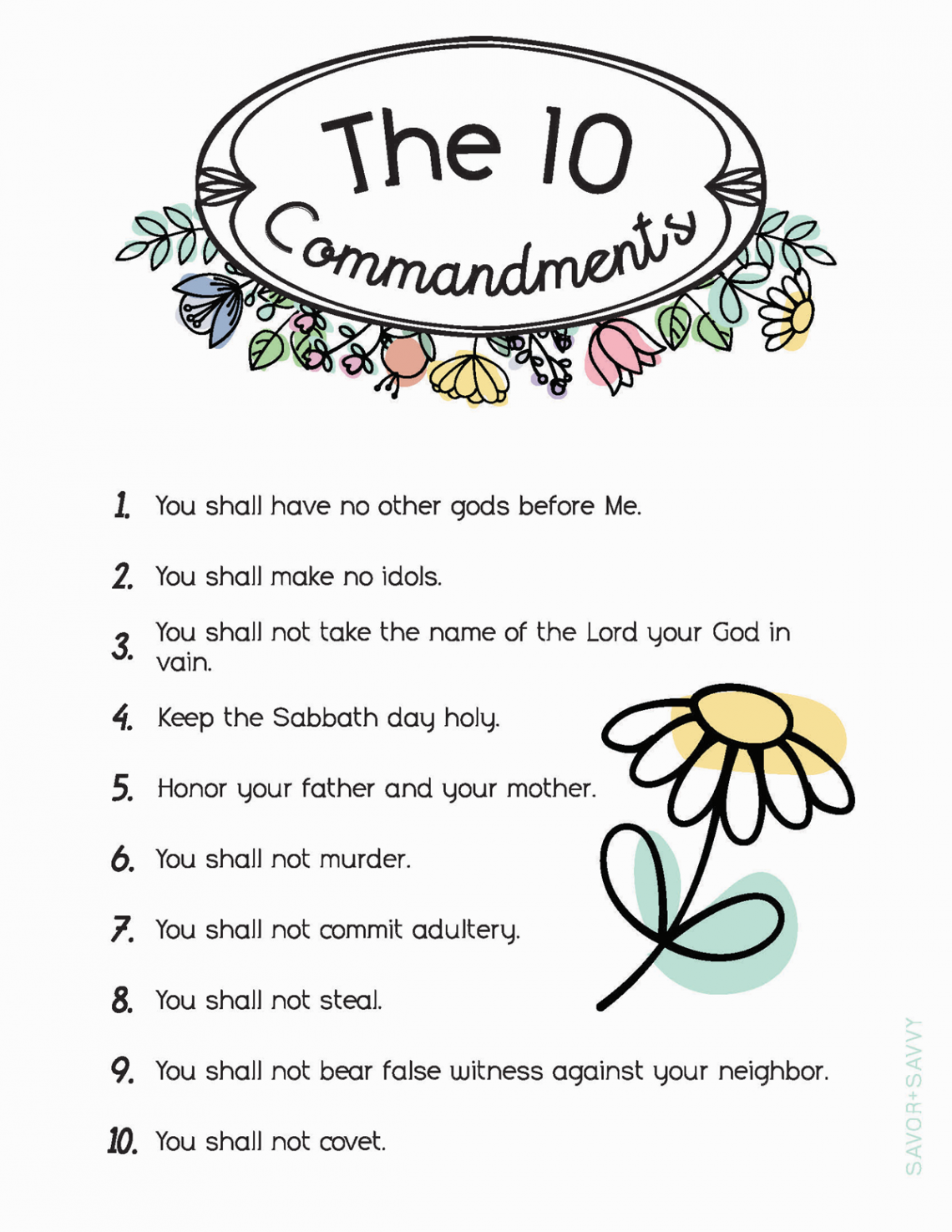 Commandments Printable - Free Wall Art - Savor + Savvy