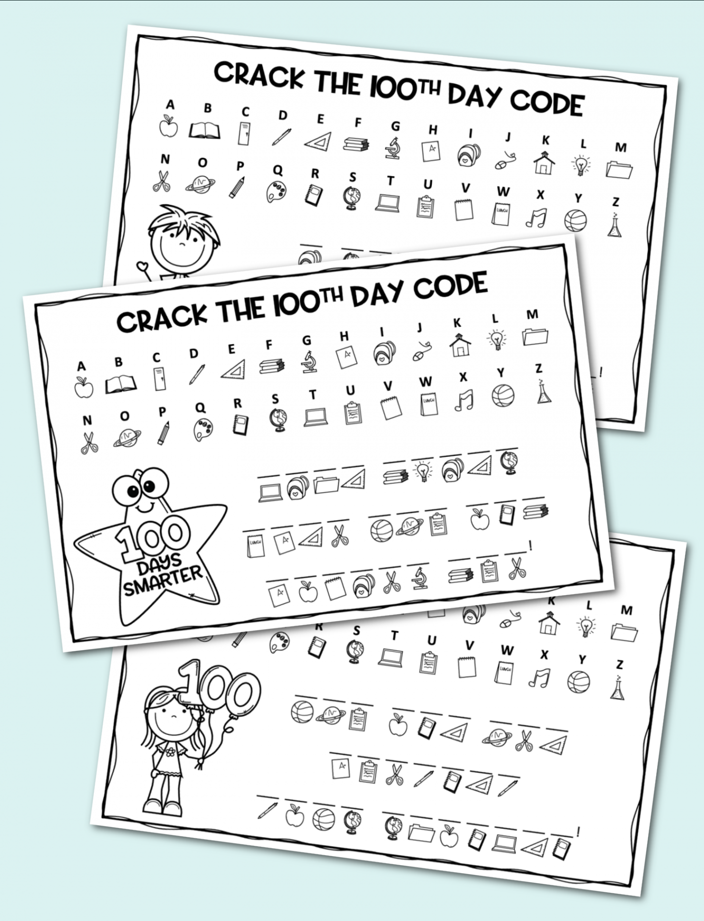 Crack the Code  Days of School Activity - Kara Creates