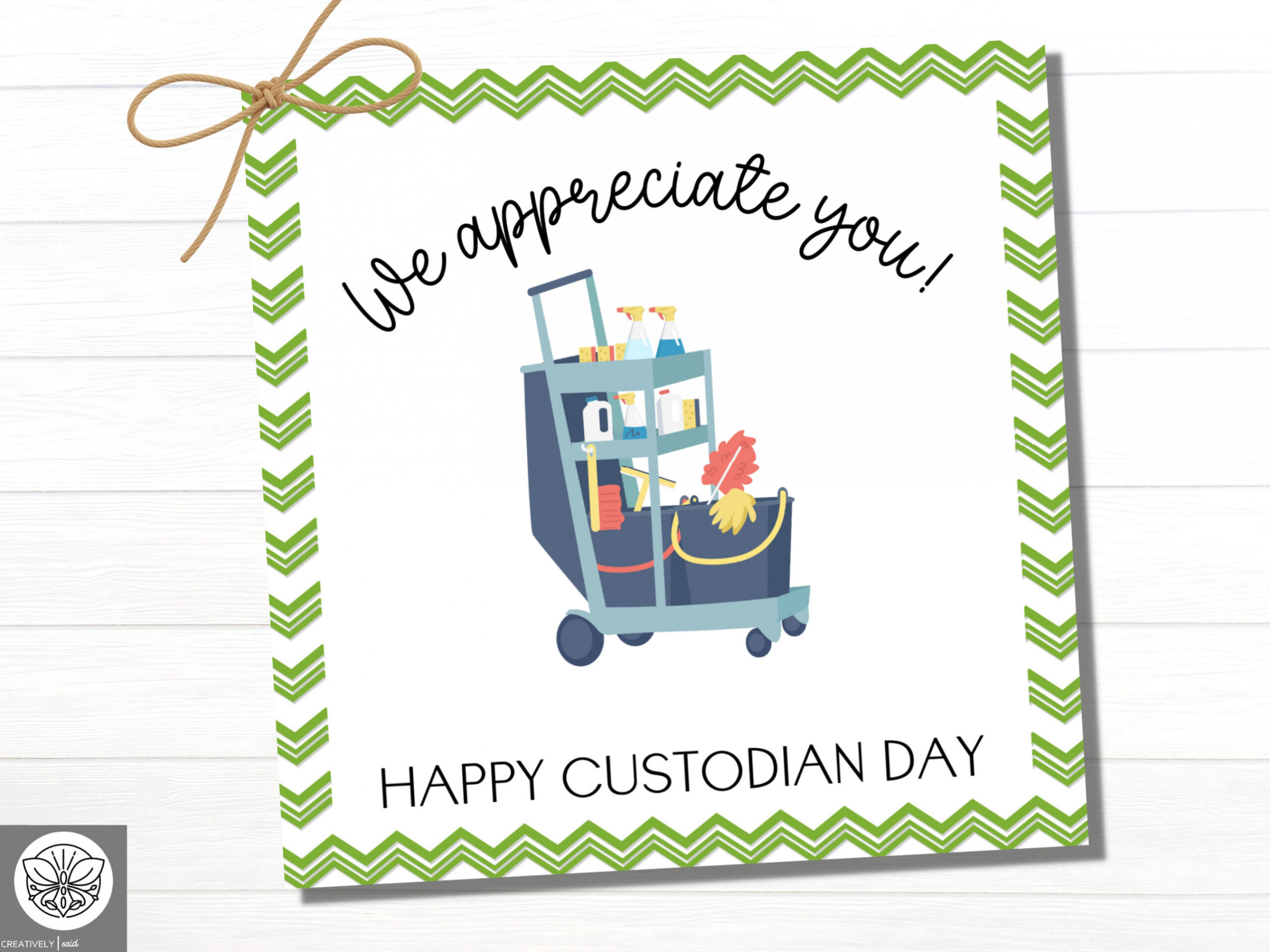 Custodian Appreciation Day Printable Gift Tag Janitor Thank - Etsy