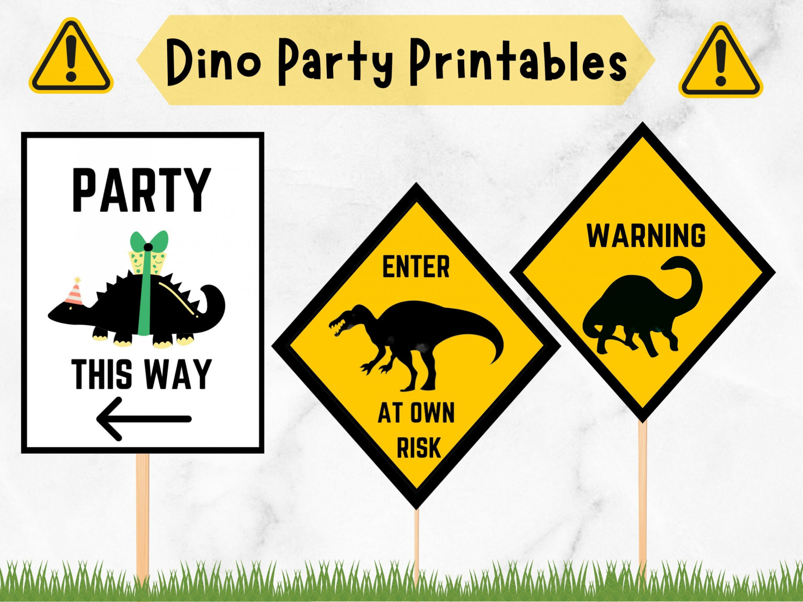 Dinosaur Party Printables Dinosaur Warning Signs Dinosaur - Etsy