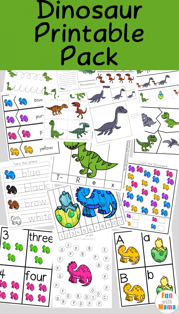 Dinosaur Preschool Printable Pack - Fun with Mama