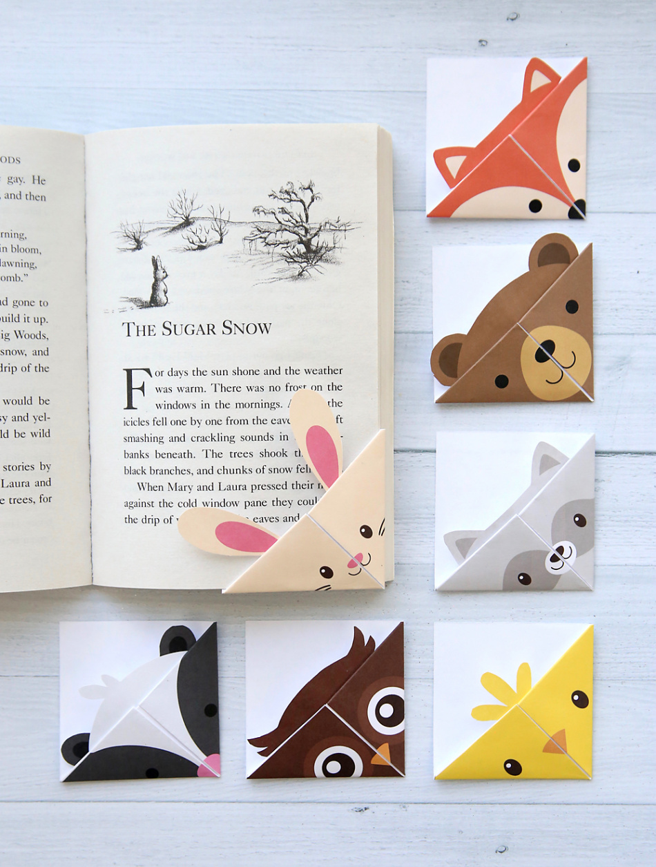 DIY woodland animals origami bookmarks print + fold - It