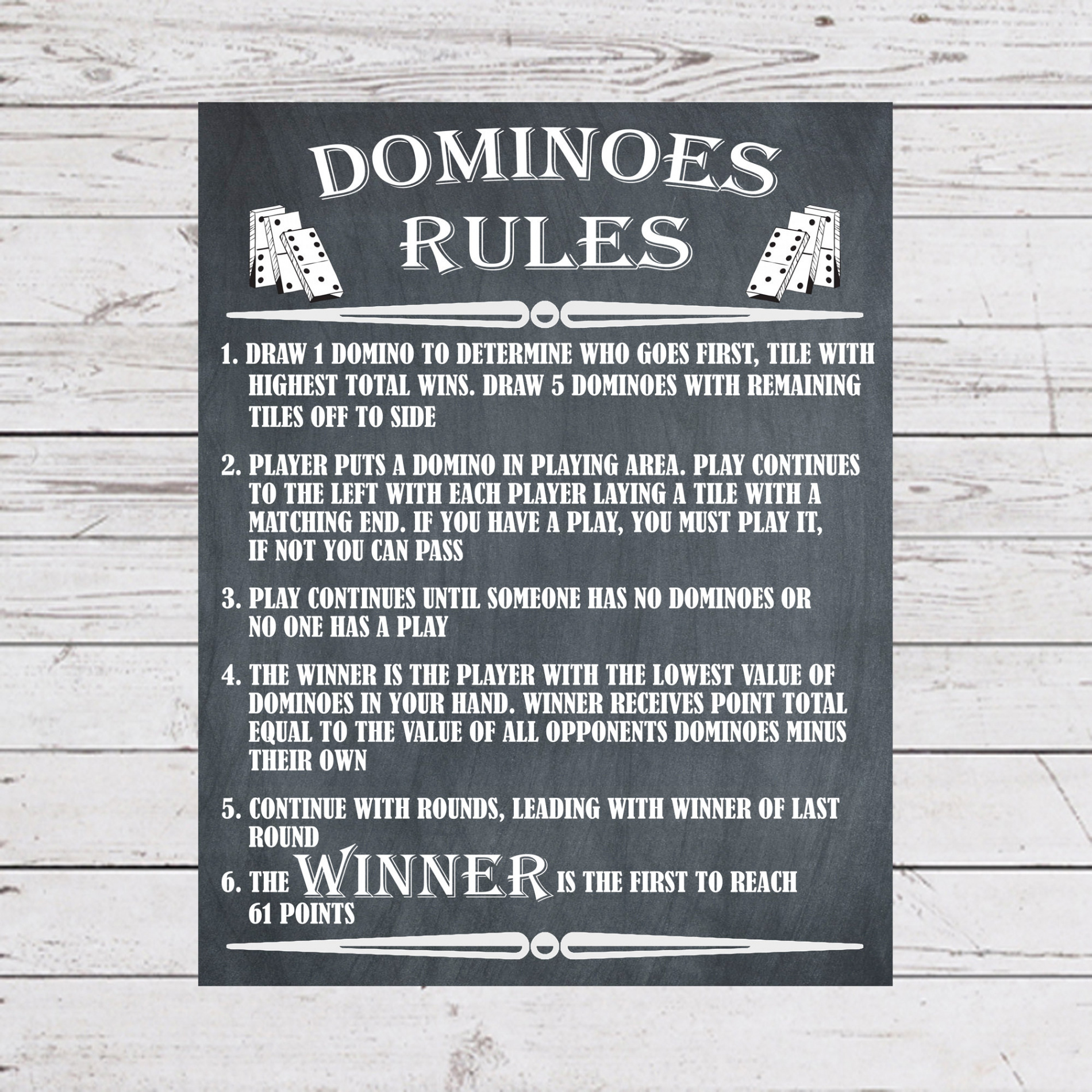 Dominoes Rules Yard Games Dominoes Instructions Outdoor - Etsy