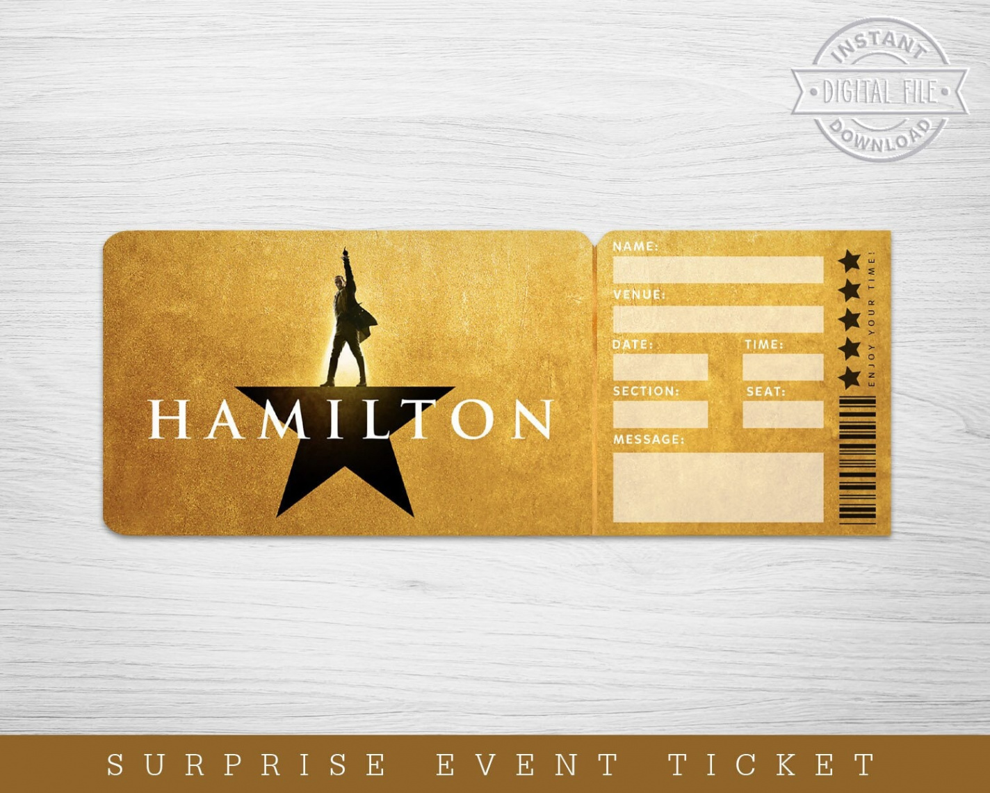 Druckbares Hamilton Broadway Surprise Ticket Hamilton the - Etsy