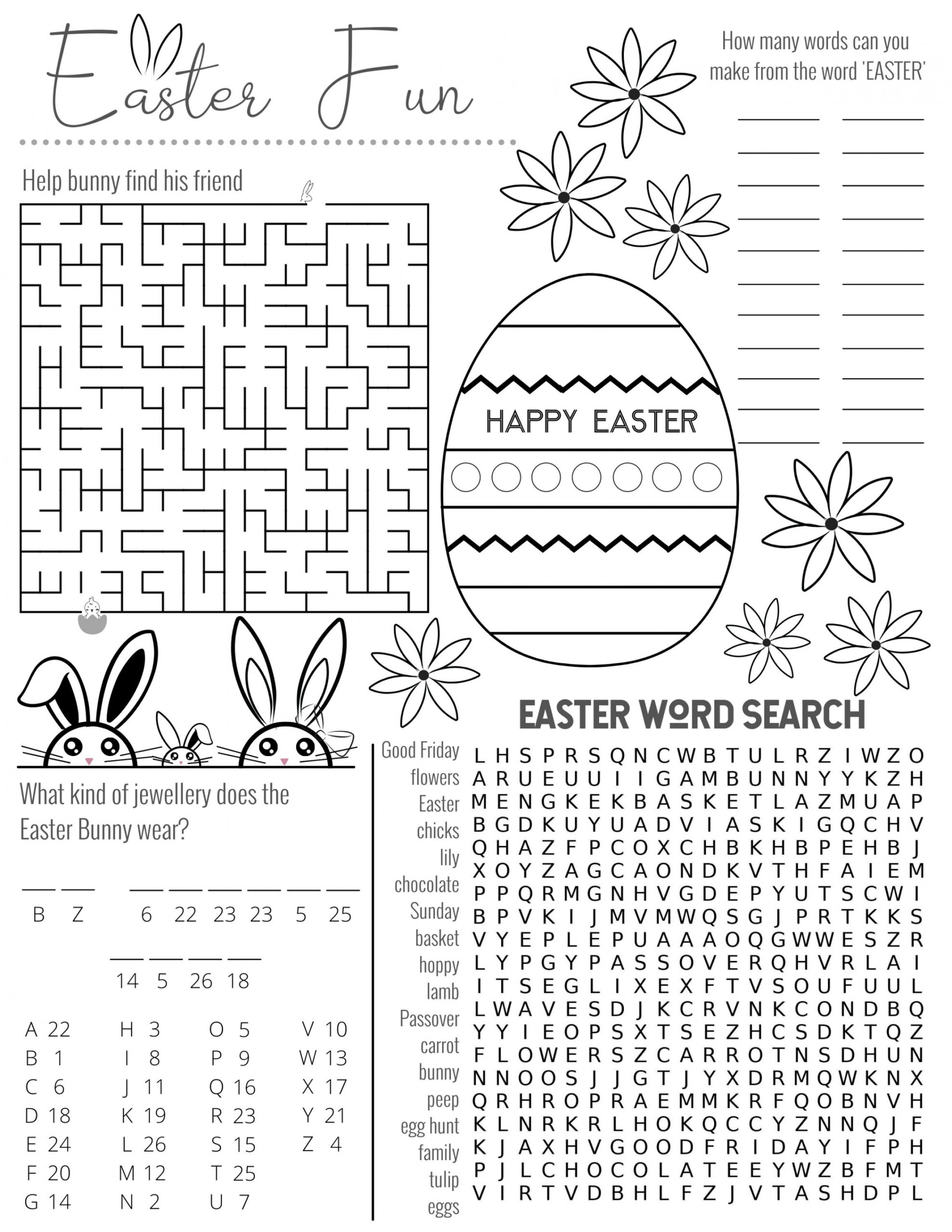 Easter Activity Sheet Easter Worksheet Kids Printable - Etsy