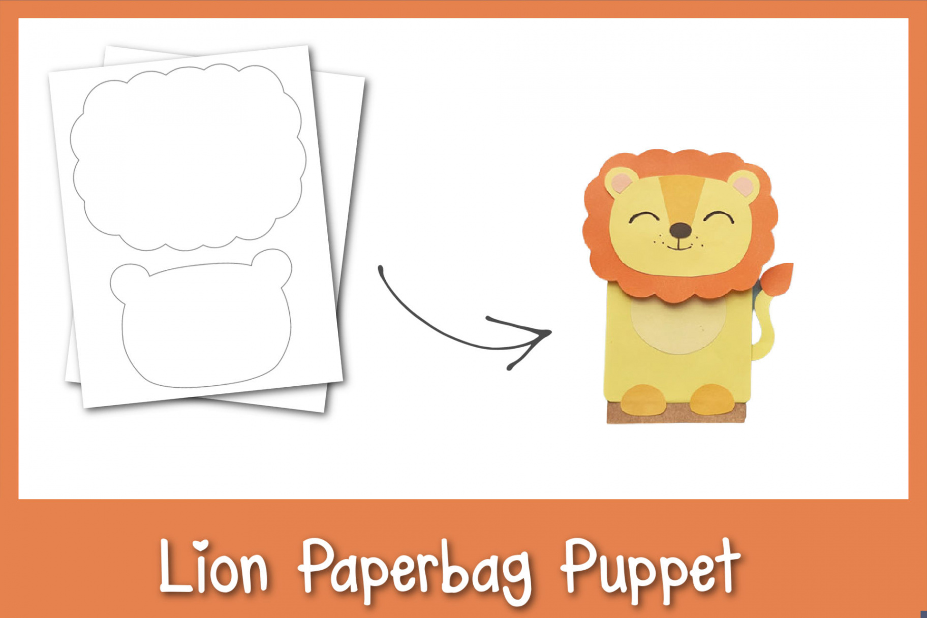 Easy & Fun Paper Bag Lion Puppet [Free Template] - Frosting and