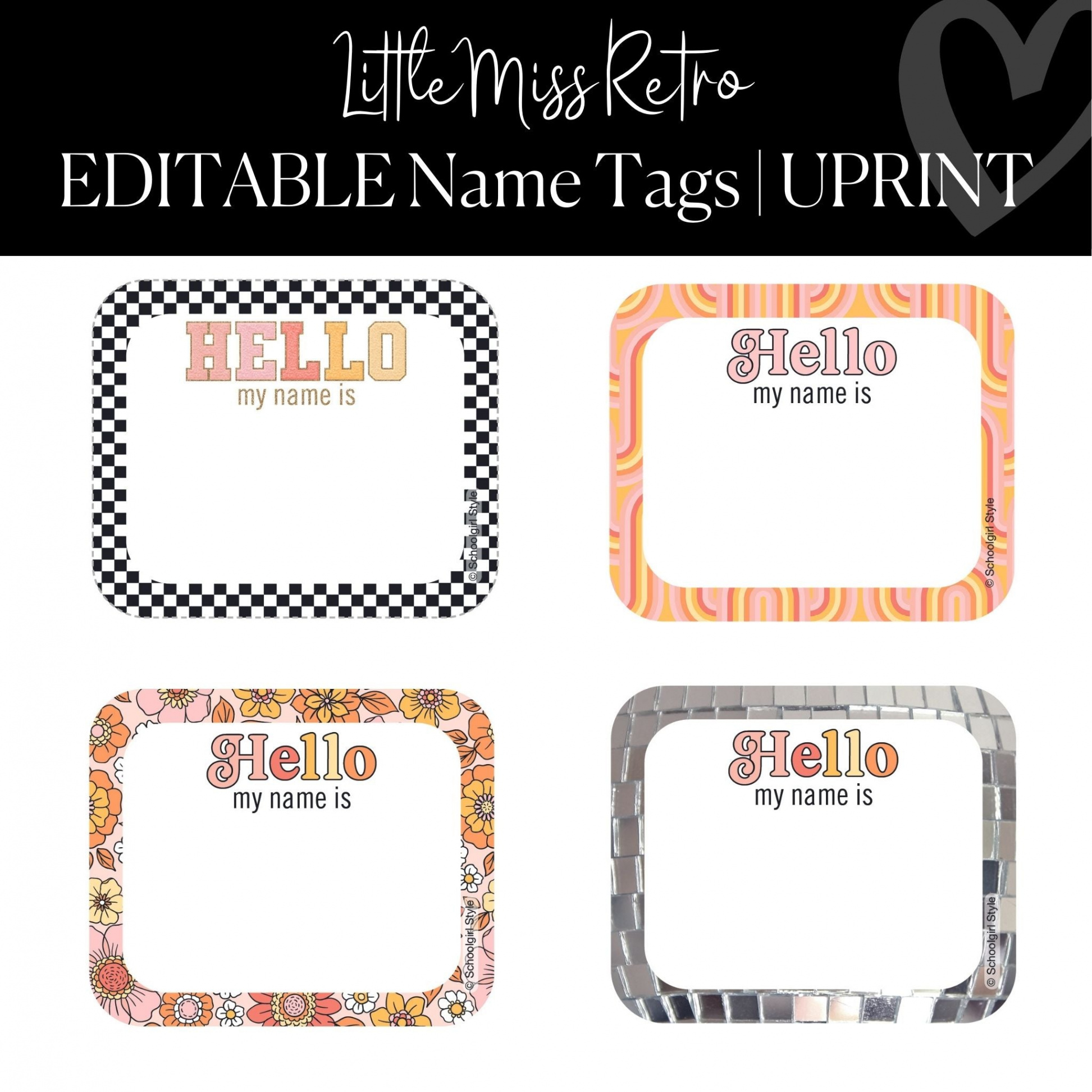 Editable and Printable Name Tags  Little Miss Retro Classroom