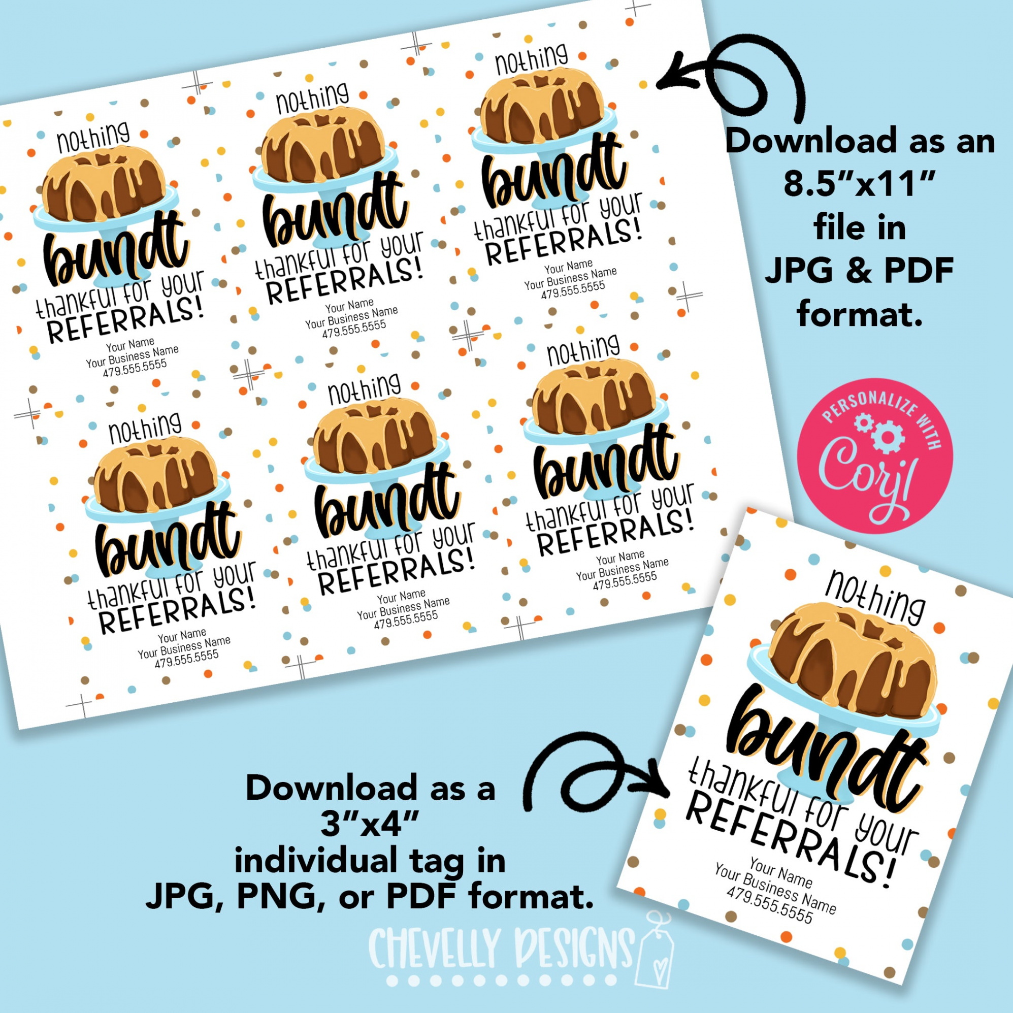 Editable - Nothing Bundt Thankful for your Referrals - Printable