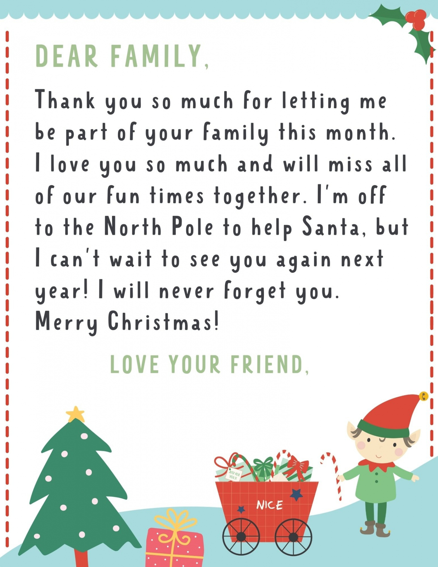 Elf On the Shelf Goodbye Letter FREE Printable - Make Life Lovely