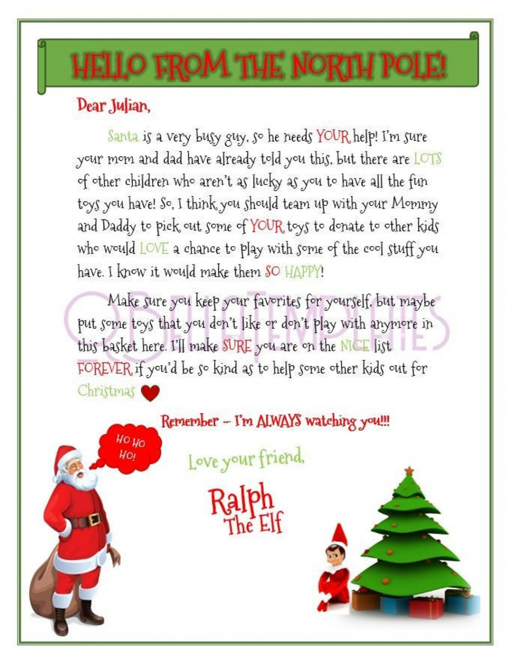 Elf on the Shelf Toy Donation Letter Digital Download - Etsy Australia