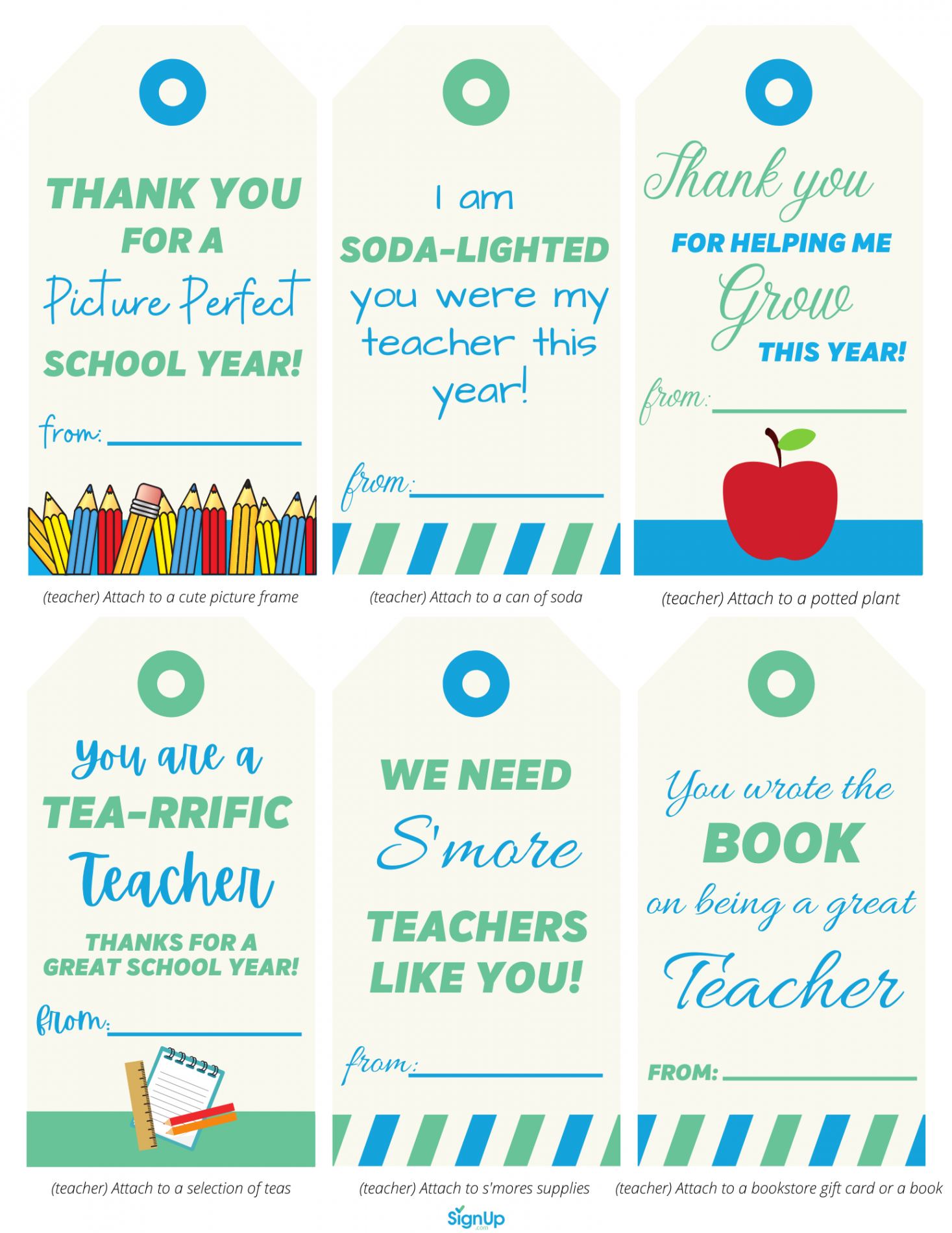 End of Year Thank You Printables  SignUp