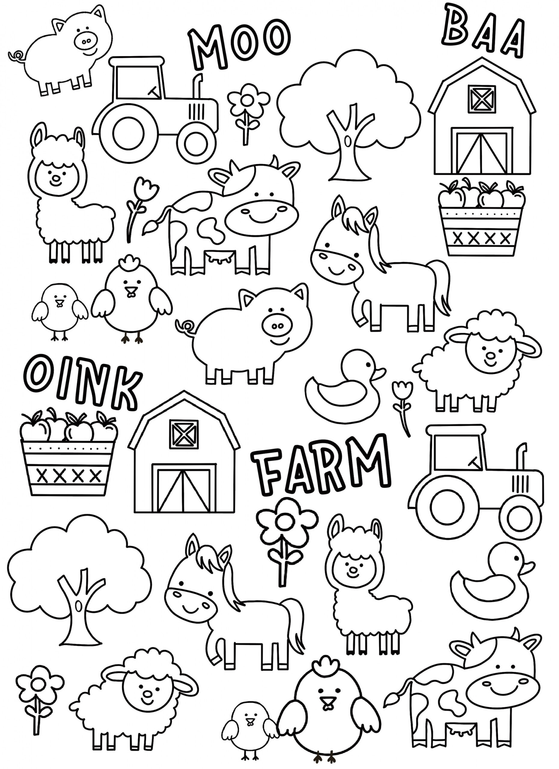 Farm Animals Coloring Page Animals Coloring Page Coloring - Etsy