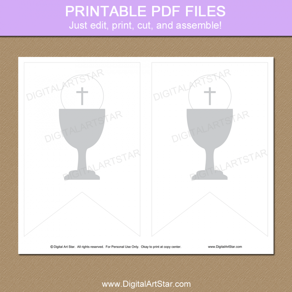 First Communion Lavender Banner Template  Digital Art Star