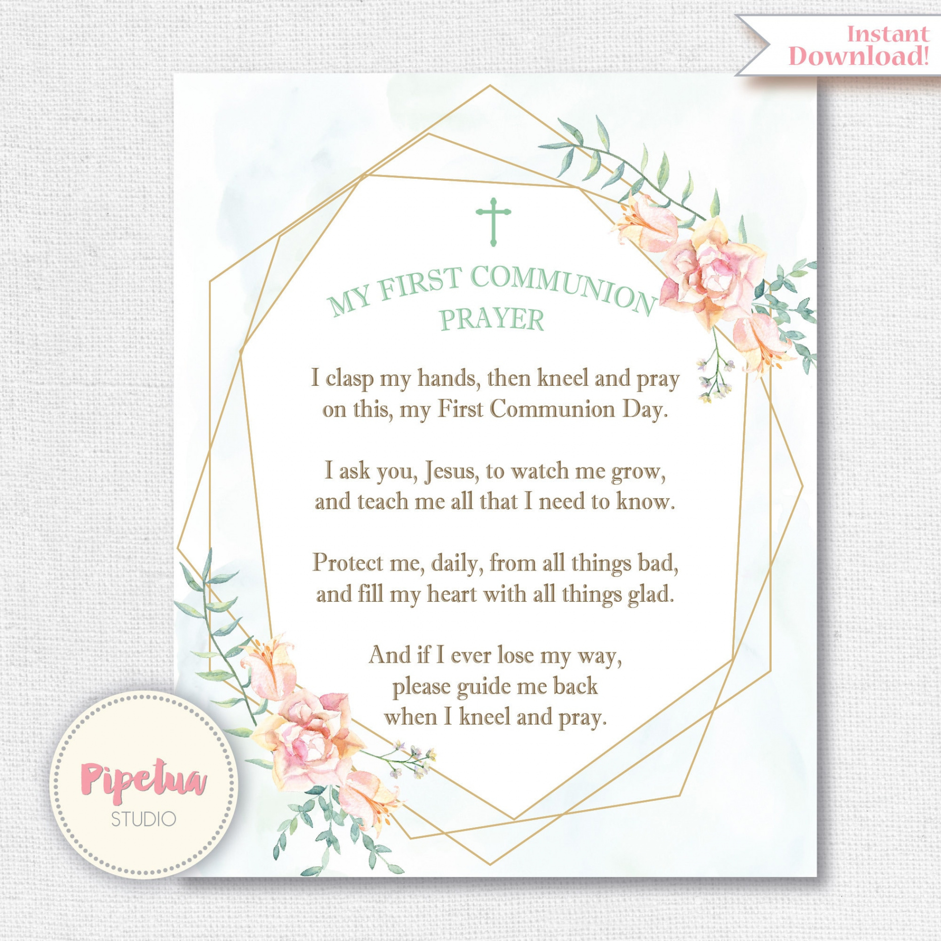 First Communion Prayer. First Holy Communion Poster