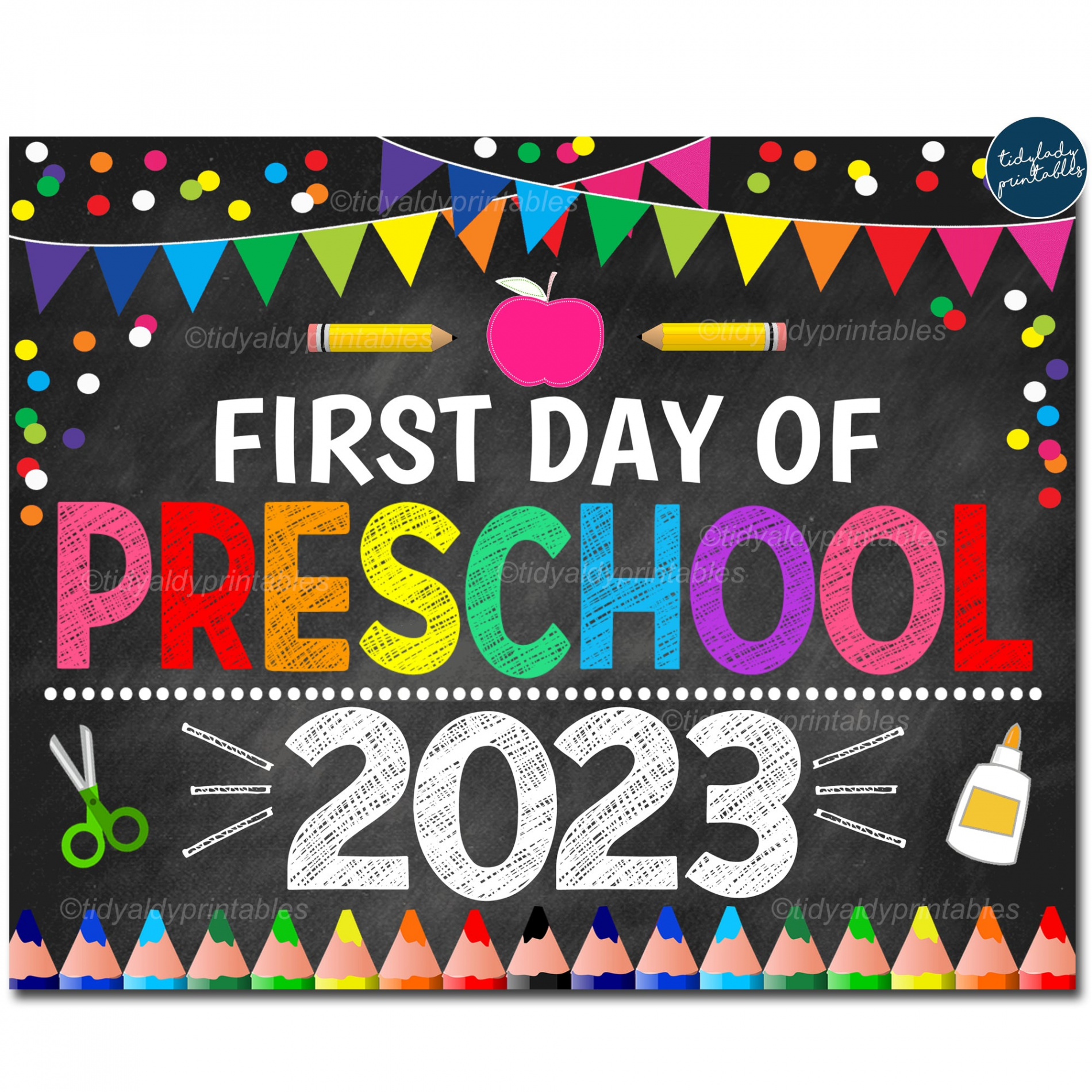 First Day of Preschool  School Sign  TidyLady Printables