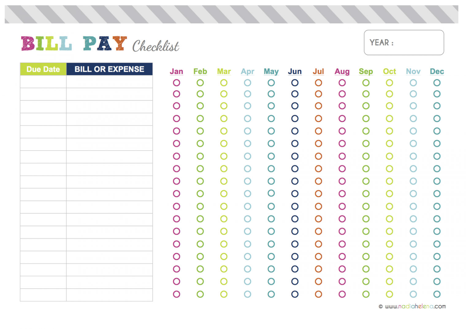 free bill payment checklist printable - Google Search  Bill