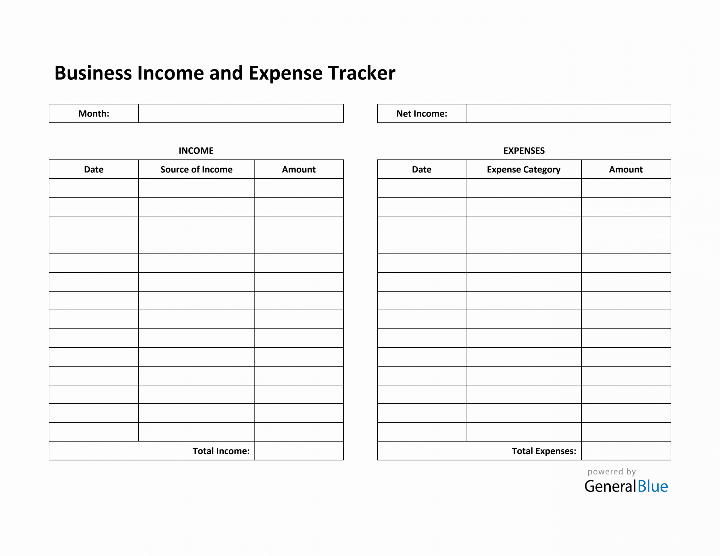 Free Business Income and Expense Tracker in PDF (Printable)