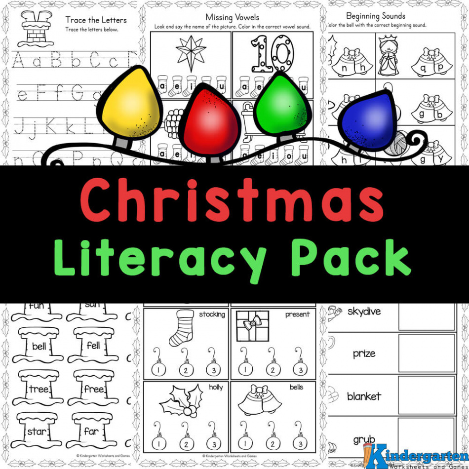 🎄 FREE Christmas Literacy Worksheets for Kindergarten