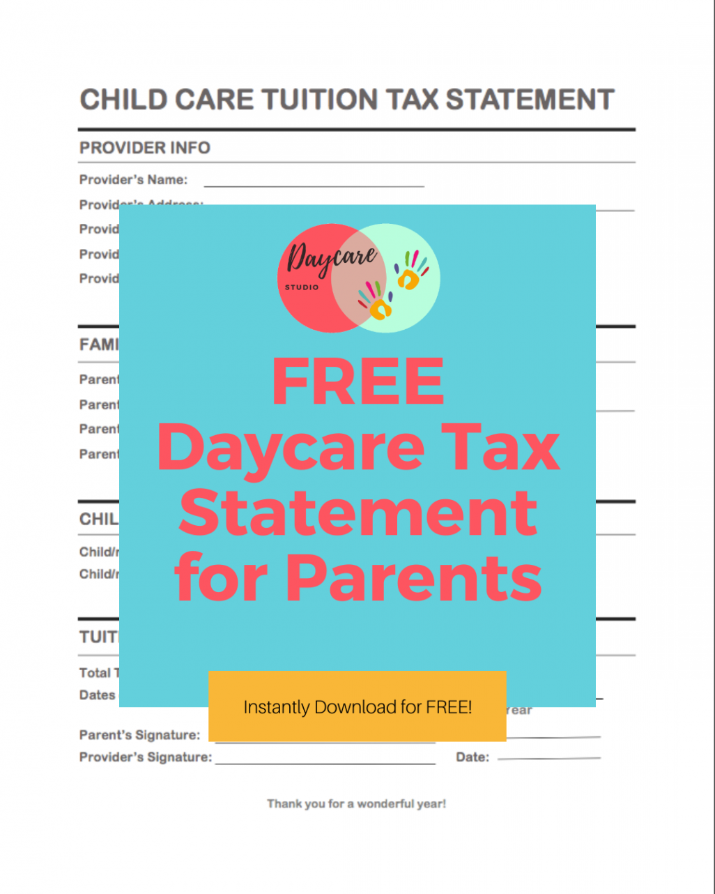 Free Daycare Tax Form to Give to Parents  Starting a daycare